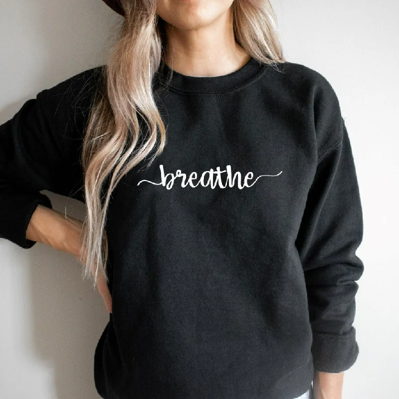 Breathe Sweatshirt, Meditation Shirt, Breathe Yoga Tee, Zen, Yoga Breathe Crewneck Sweatshirt