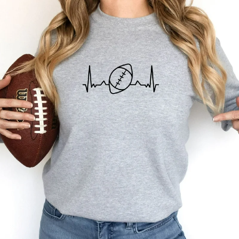 Football Heartbeat Sweatshirt, Football Mom Crewneck, Gift for Football Mom, Football Fan Shirts