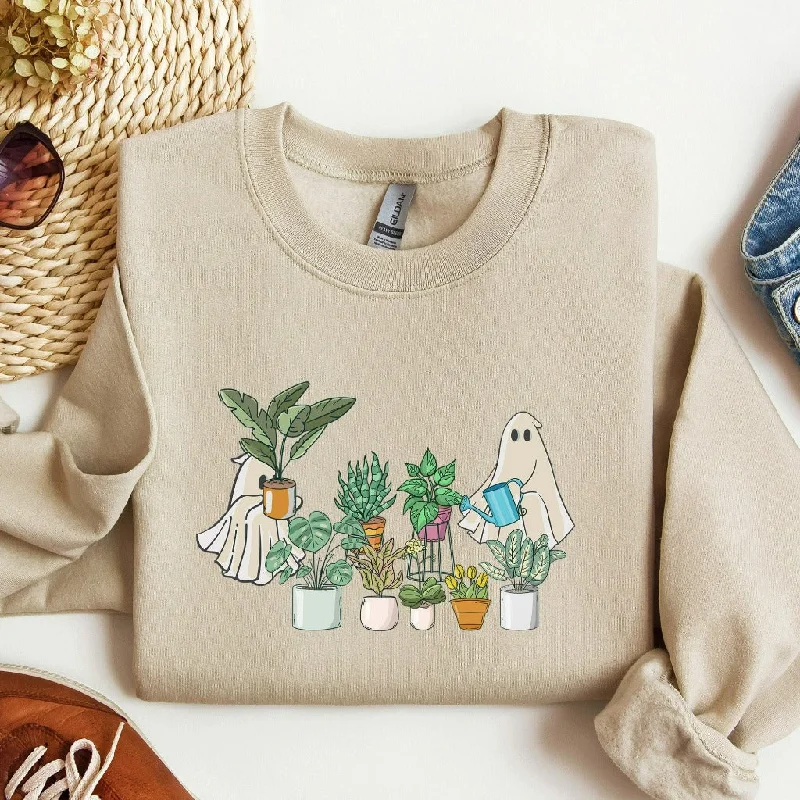 Ghost Plant Lady Sweatshirt, Halloween Plants Sweatshirt, Halloween Gift for Plant Lovers