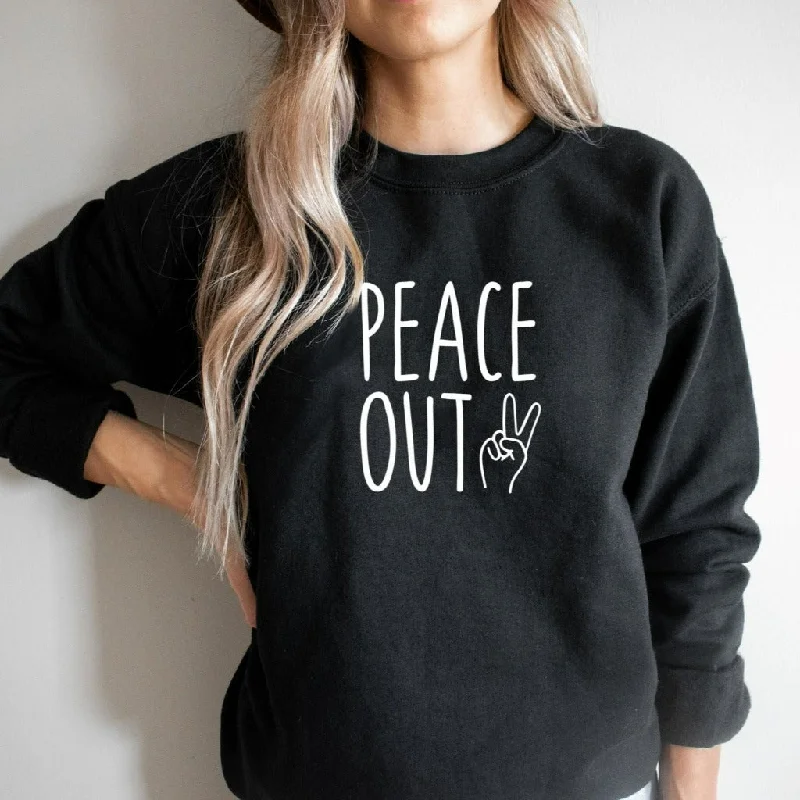 Peace Out Sweatshirt, Peace Sign Crewneck, Retro Hippie Inspirational Sweatshirt for Her