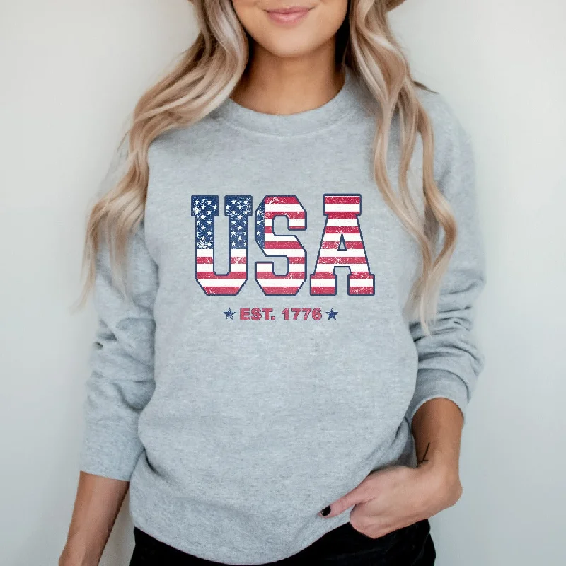 Retro USA Flag Sweatshirt, 4th of July Crewneck, American Flag Shirt, Patriotic Independence Day TShirt, Fourth of July