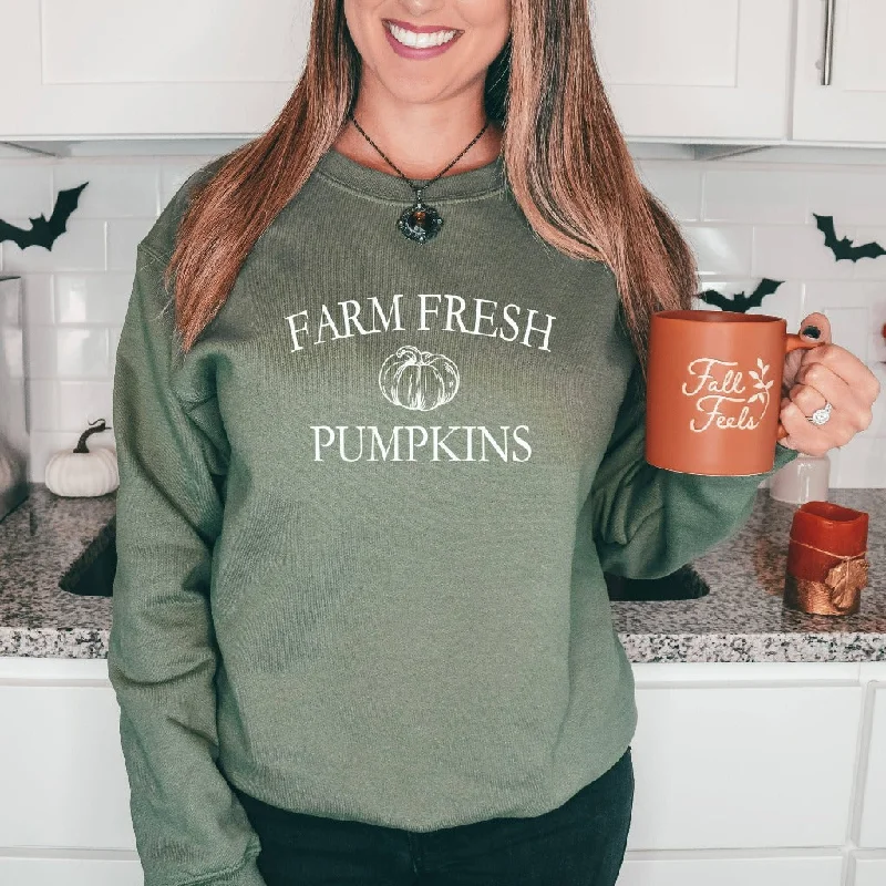 Farm Fresh Pumpkins Sweatshirt, Fall Pumpkin Crewneck, Halloween Costume Shirt for Her