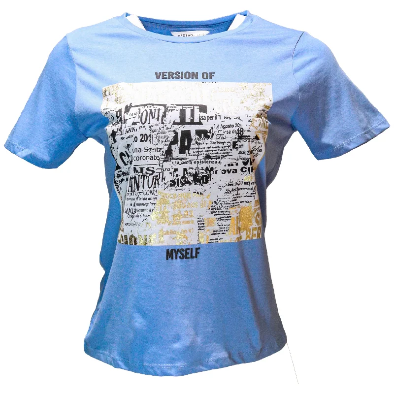 Blue Foil Printed T Shirt