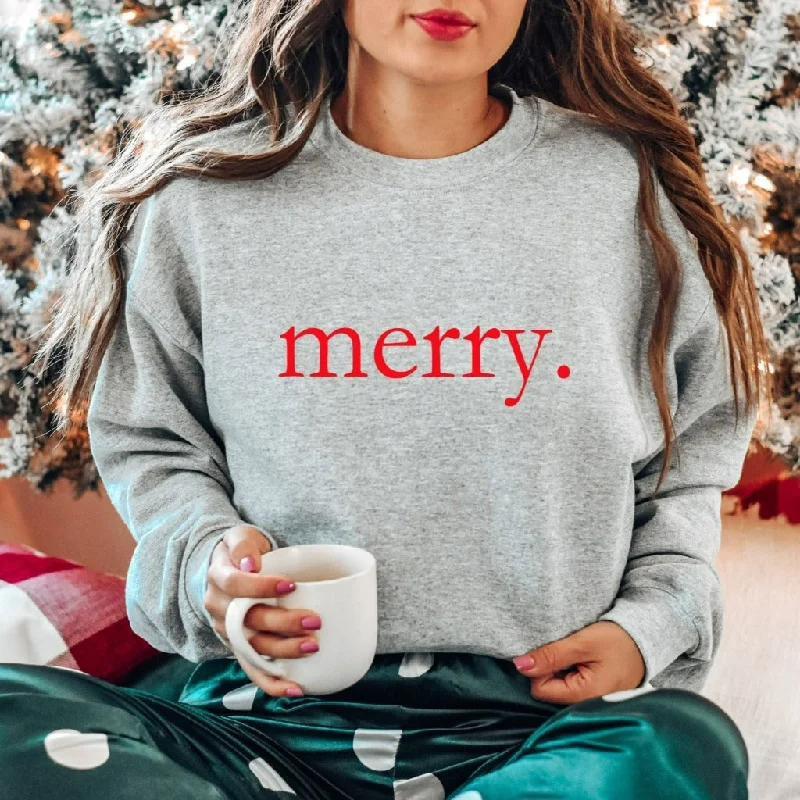 Merry Christmas Crewneck Sweatshirt, Christmas Party Shirt, Cute Christmas Sweater for Her