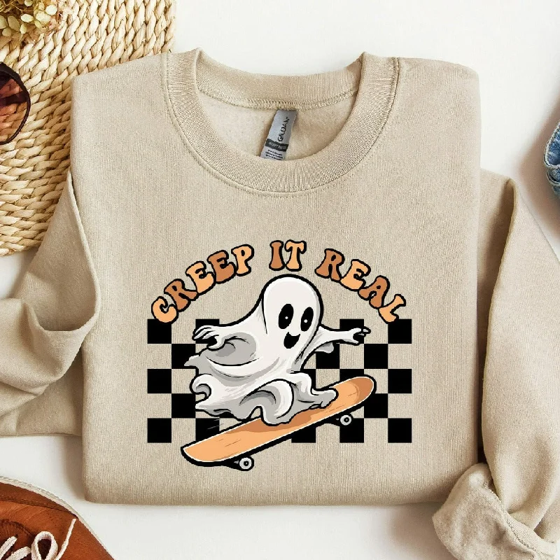 Cute Ghost Halloween Sweatshirt, Creep It Real Halloween Crewneck, Spooky Season, Fall Sweater, Retro Halloween Shirt