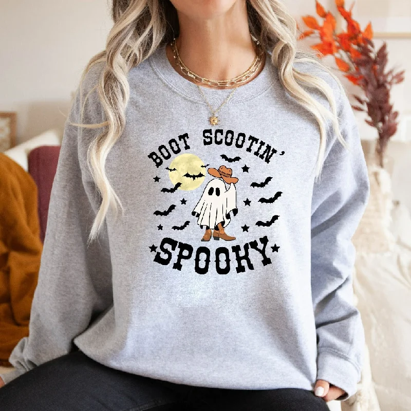 Boot Scootin Spooky Sweatshirt, Cute Spooky Crewneck, Halloween Gift, Cowboy Ghost Sweater