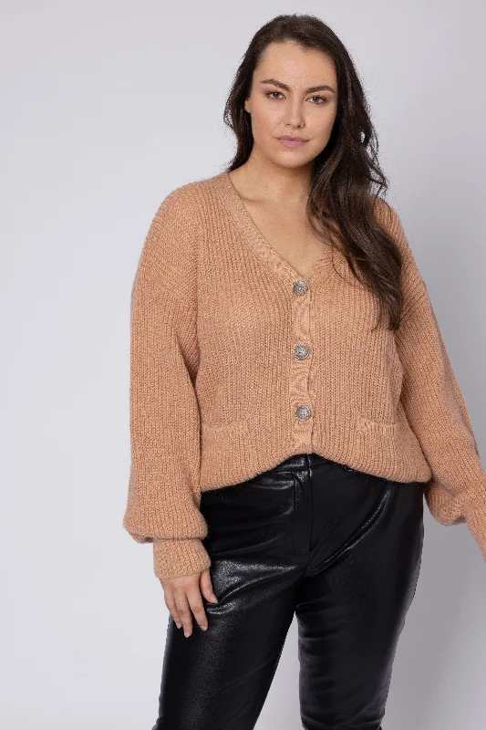 Betty Balloon Sleeve Cardigan (Camel)