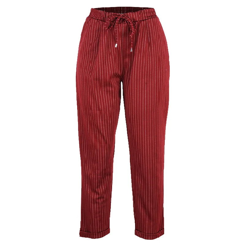 REDTAG Burgundy Casual Trousers for Women