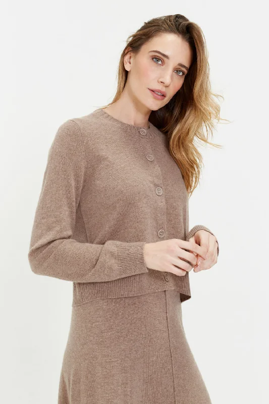 Hazel Wool-Cashmere Crew Neck Cardigan