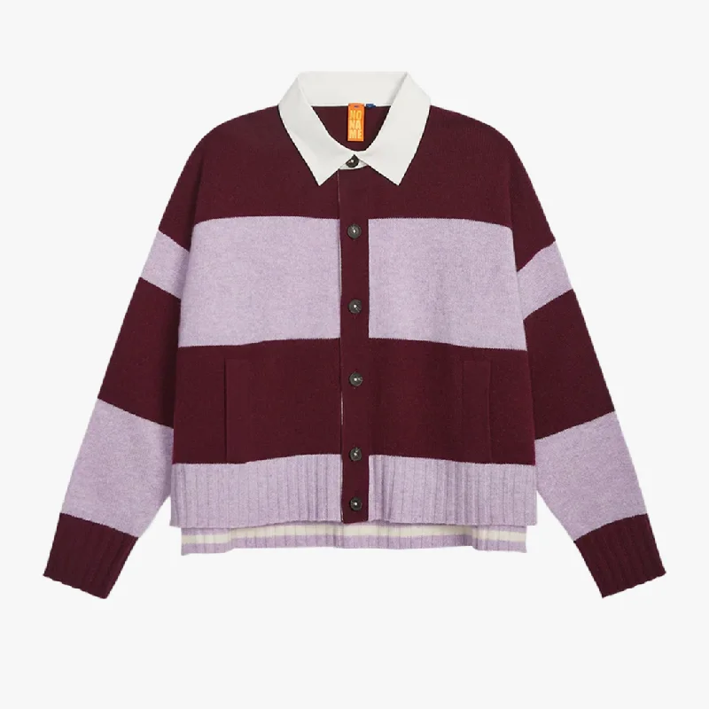 Everyday Rugby Cardigan (Rouge Noir + Sugar Plum)