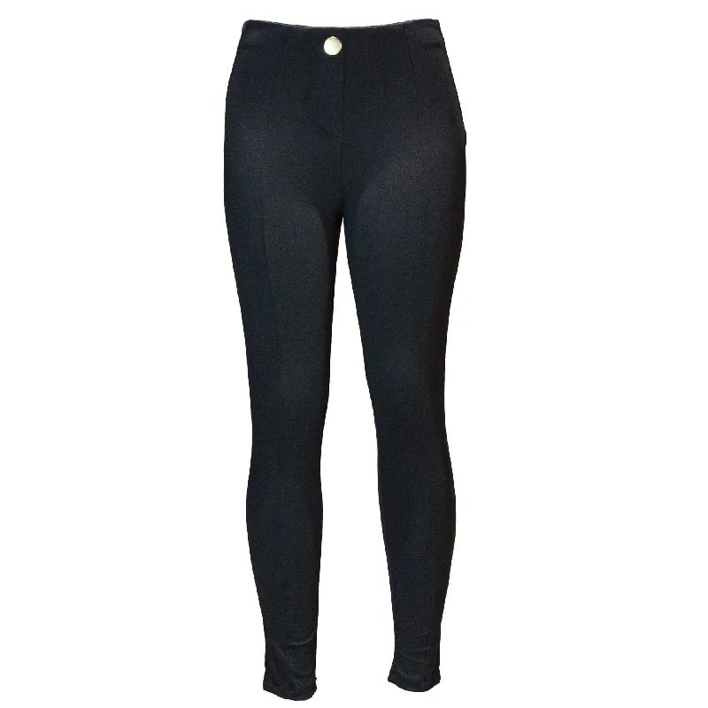 Black Single Button Dart Ponte Legging