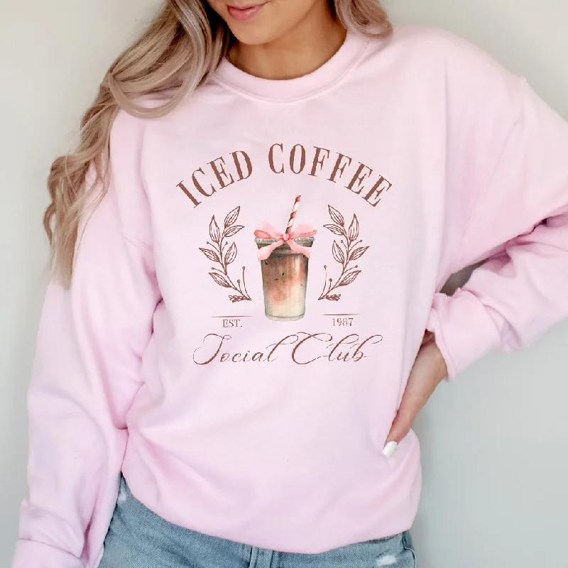 Iced Coffee Social Club Sweatshirt, Iced Coffee Lover Crewneck, Coquette Coffee Shirt, Coffee Lover Gift