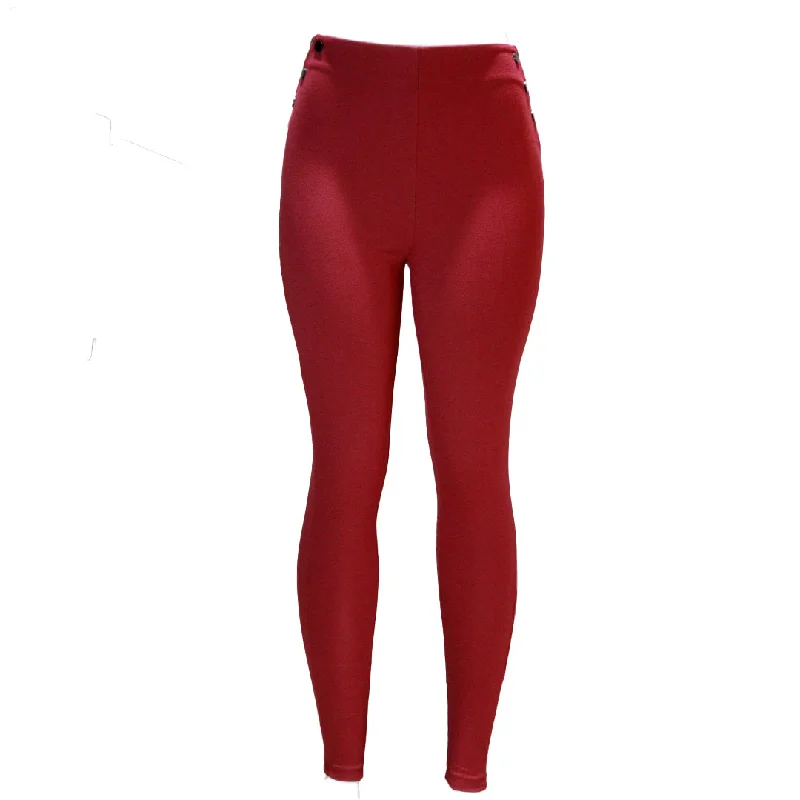 Burgundy Elastic Leggings