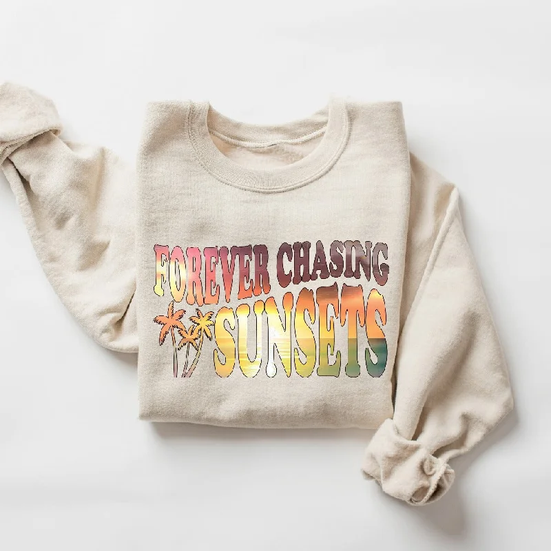 Forever Chasing Sunsets Sweatshirt, Beach Coverup Crewneck, Gift for Beach Lover, Summer Vacation Shirt