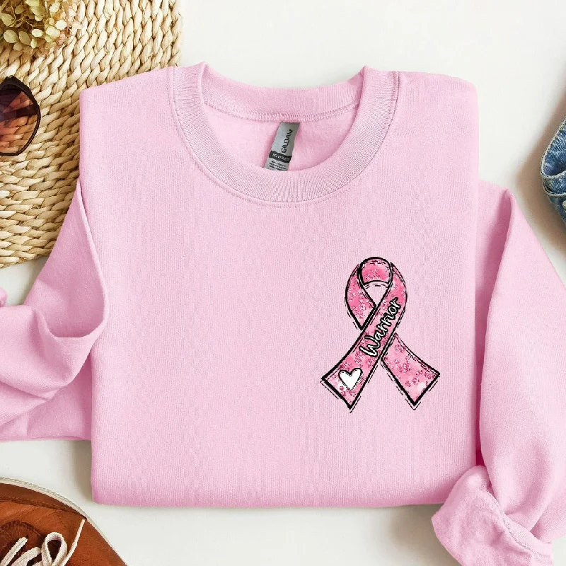 Breast Cancer Warrior Sweatshirt, In October We Wear Pink Crewneck, Hope Pink Ribbon Sweater