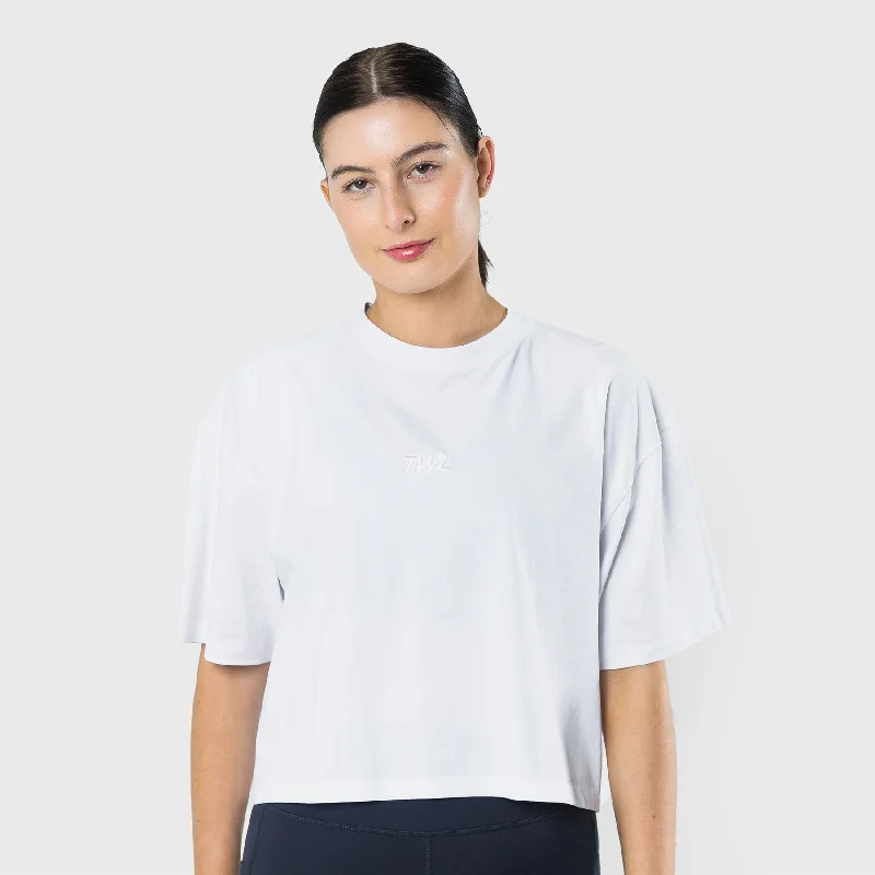 TWL - WOMEN'S OVERSIZED CROPPED T-SHIRT - TRIPLE WHITE