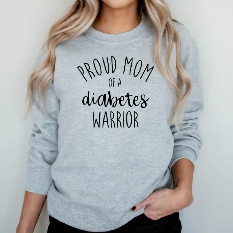 Proud Mom of a Diabetes Warrior Crewneck Sweatshirt, Gift for Diabetes Mom, Diabetes Awareness