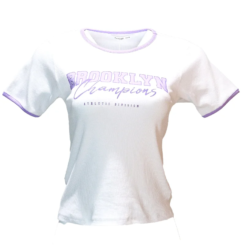 White Rib Contrast T Shirt