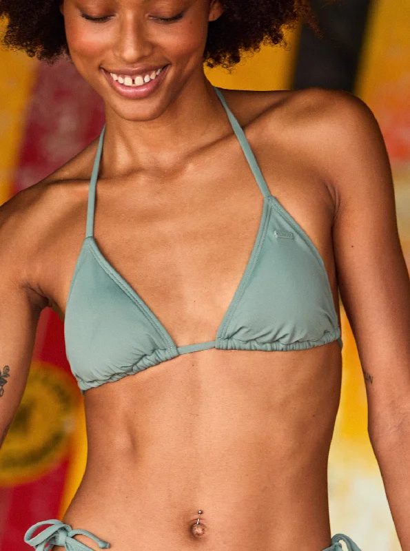 Beach Classics Tiki Triangle Bikini Top - Agave Green