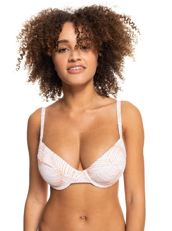 Palm Tree Dreams Underwired D-Cup Bikini Top - Toast S Palm Tree