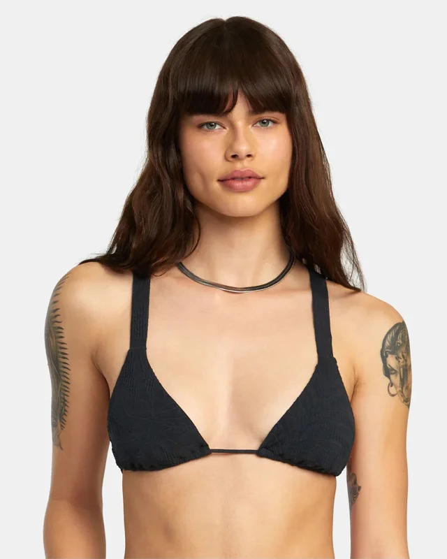 Palm Grooves Wide Strap Triangle Bikini Top