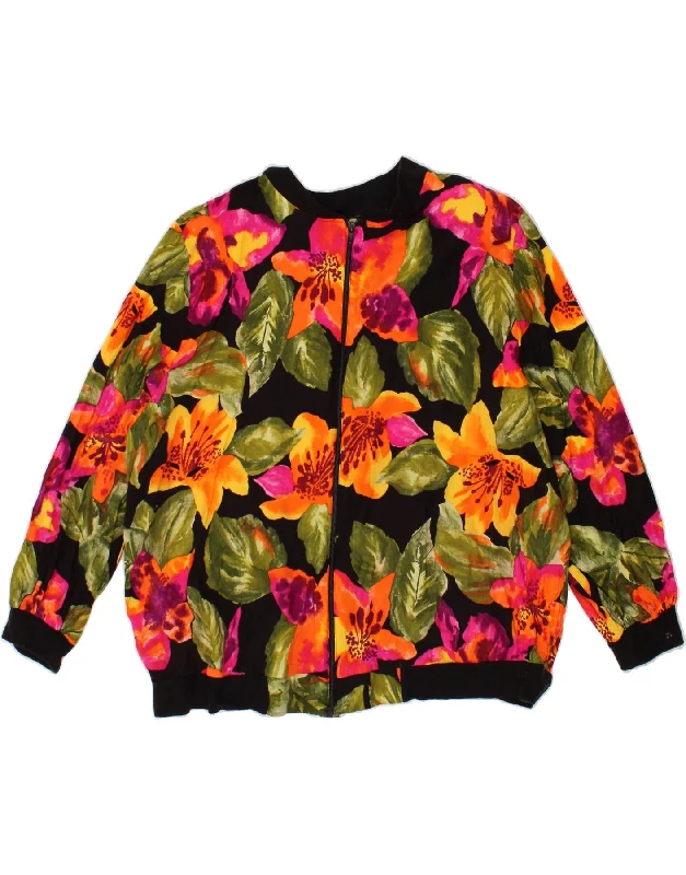 A PERSONAL TOUCH Womens Bomber Jacket US 24 4XL Multicoloured Floral Rayon