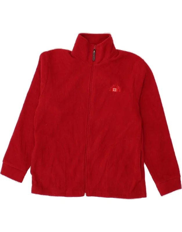 CANADA LOGAN Womens Fleece Jacket UK 14 Large Red Polyester