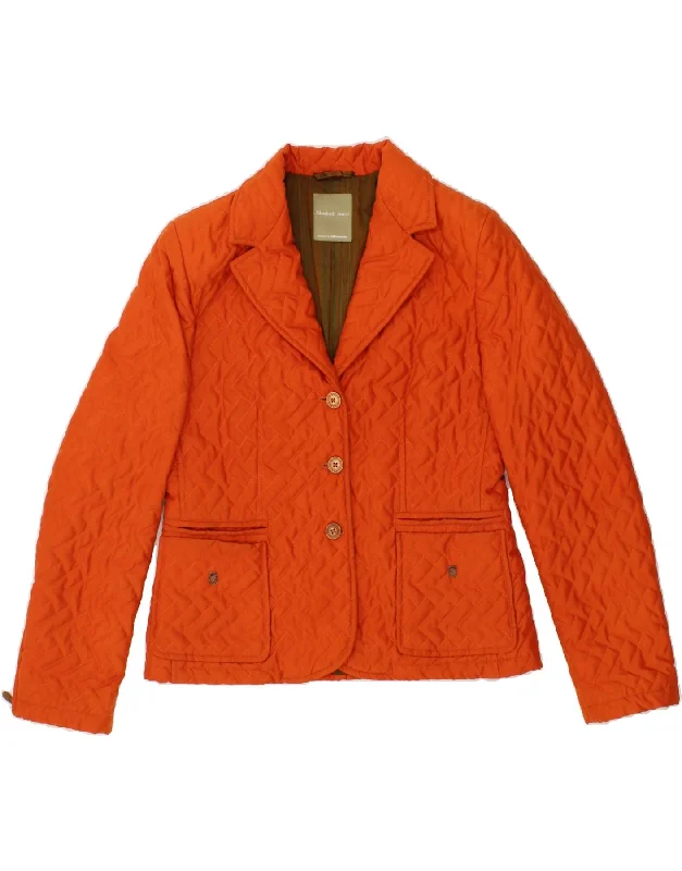 ELIZABETH ASCOT Womens Quilted Jacket UK 14 Medium Orange Polyester