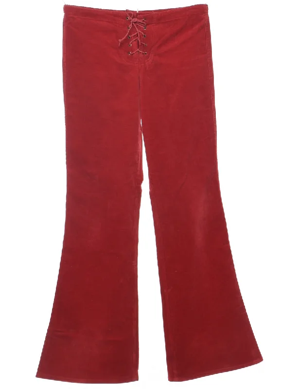 Y2K Flared Leg Corduroy Fabric Trousers - W30 L32