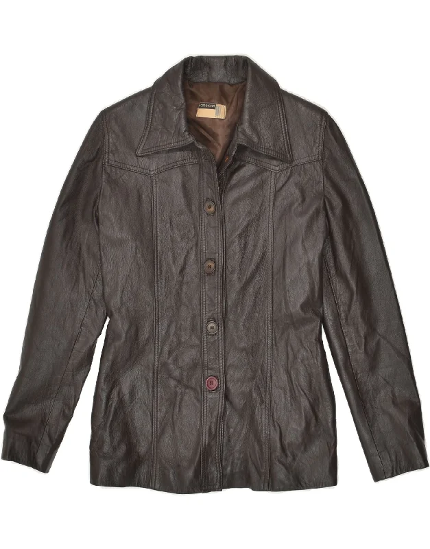 KOR@KOR Womens Leather Jacket UK 10 Small Brown Leather