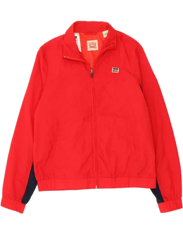 LEVI'S Womens Bomber Jacket US 8 Medium Red Colourblock Polyamide