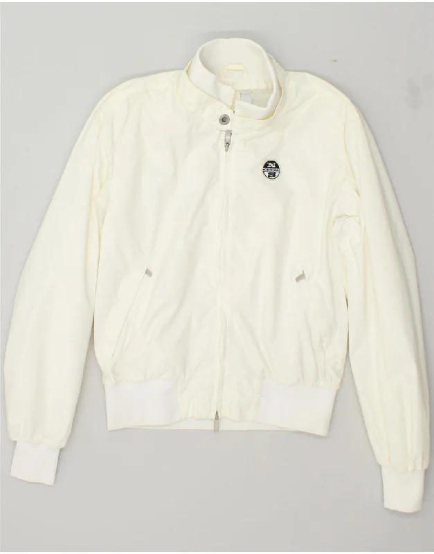 NORTH SAILS Womens Bomber Jacket UK 14 Medium Off White Nylon