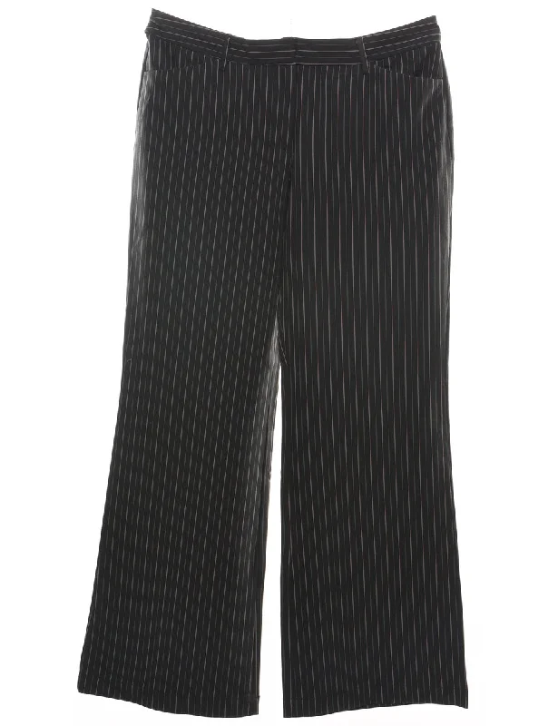 Y2K Pinstriped Black Trousers - W35 L28