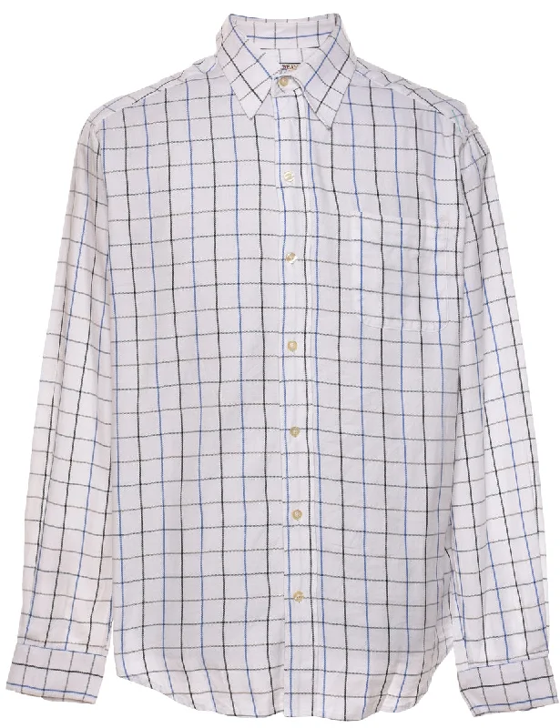 White & Blue Classic Checked Shirt - M