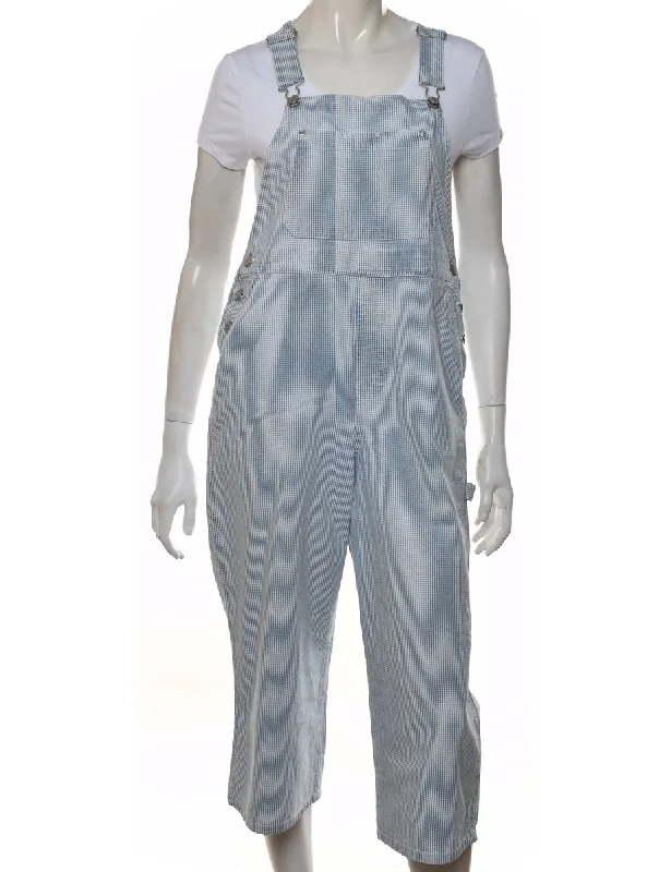 White & Blue Gingham Dungarees  - W36 L22