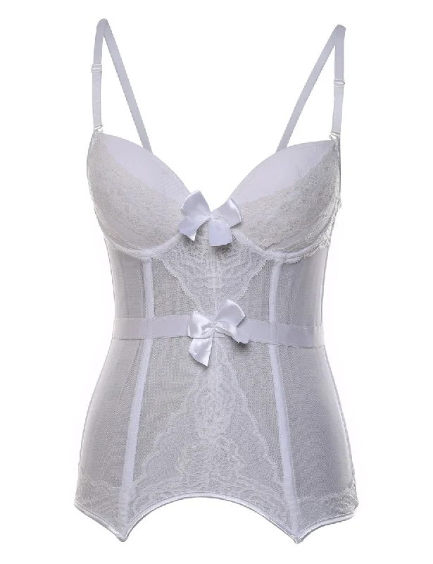 White Sheer Lace Bustier - S