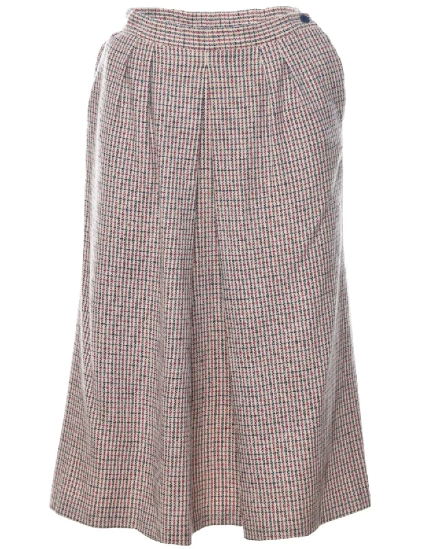 Wool Checked Maxi Skirt - M