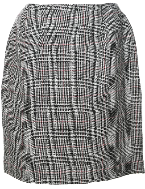 Wool Checked Pencil Skirt - M