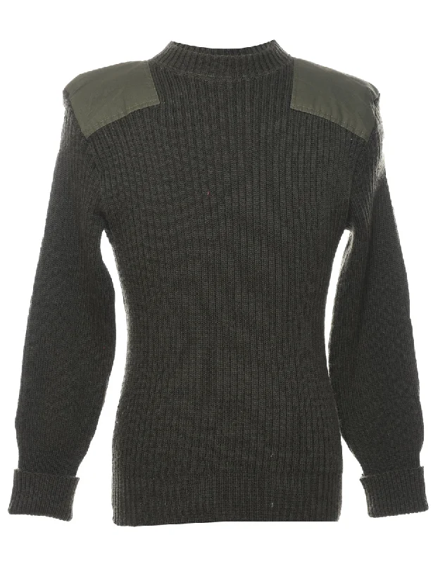 Wool Dark Green Jumper - M