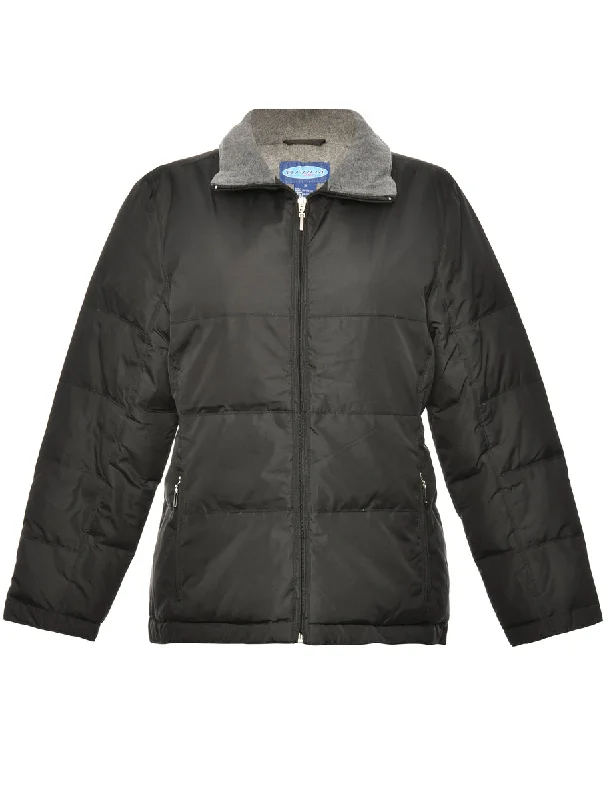 Zip Front Black Puffer Jacket - S