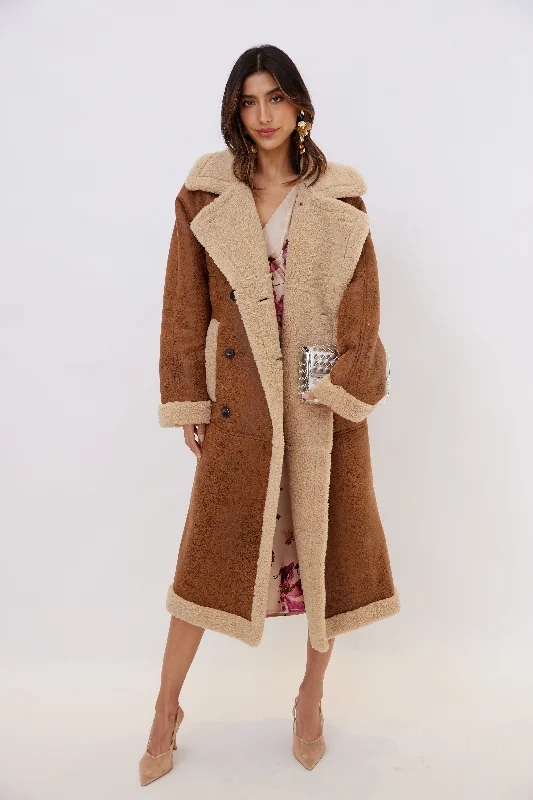 Jackson Faux Leather Sherpa Long Coat