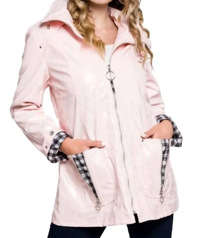 Anorak Raincoat With Zipper Front In Blush