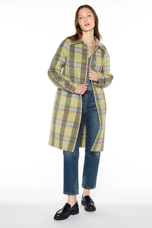 Kinross Plaid Coat Moss Multi