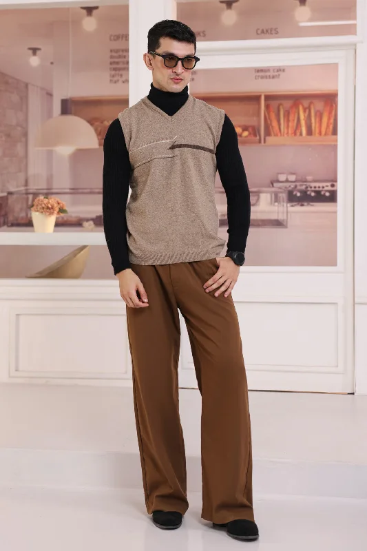 WALNUT-V-NECK SANDO SWEATER (658-15)