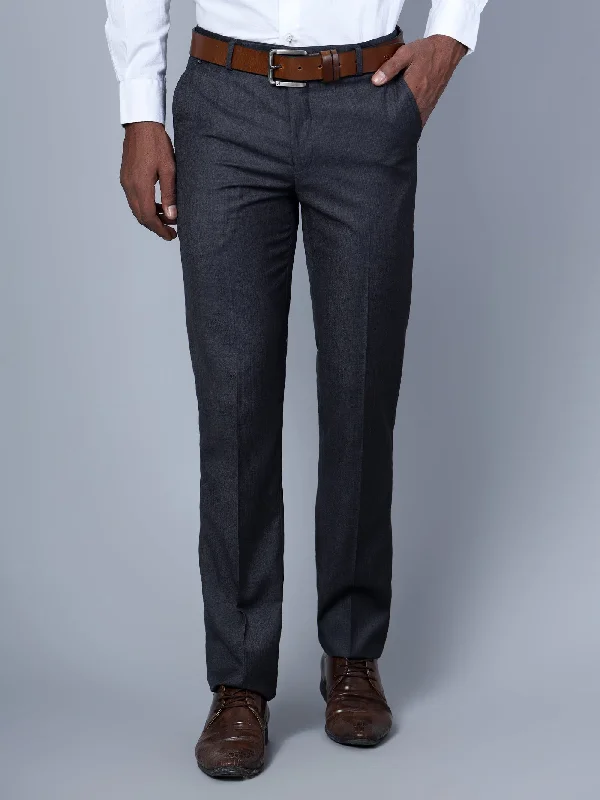 Men's Formal Flat front Dark Grey  Trousers