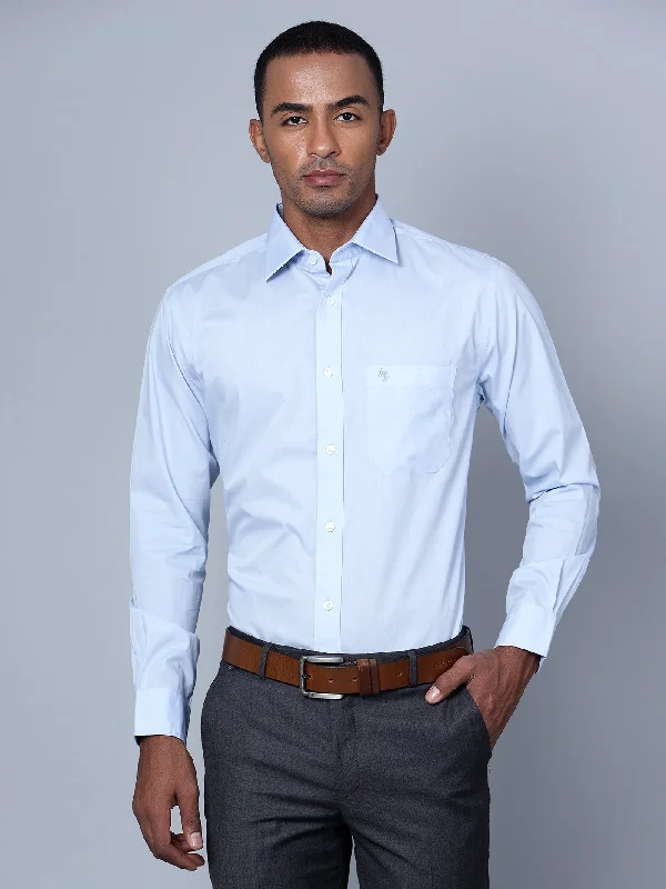 Men's Light Blue Formal Plain Full Sleeve Shirt