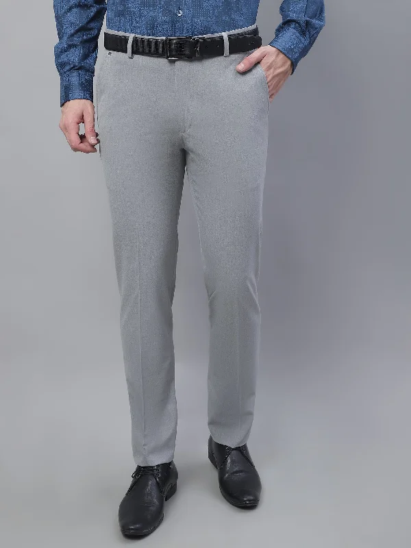 Men's Formal Flat front Grey  Trousers