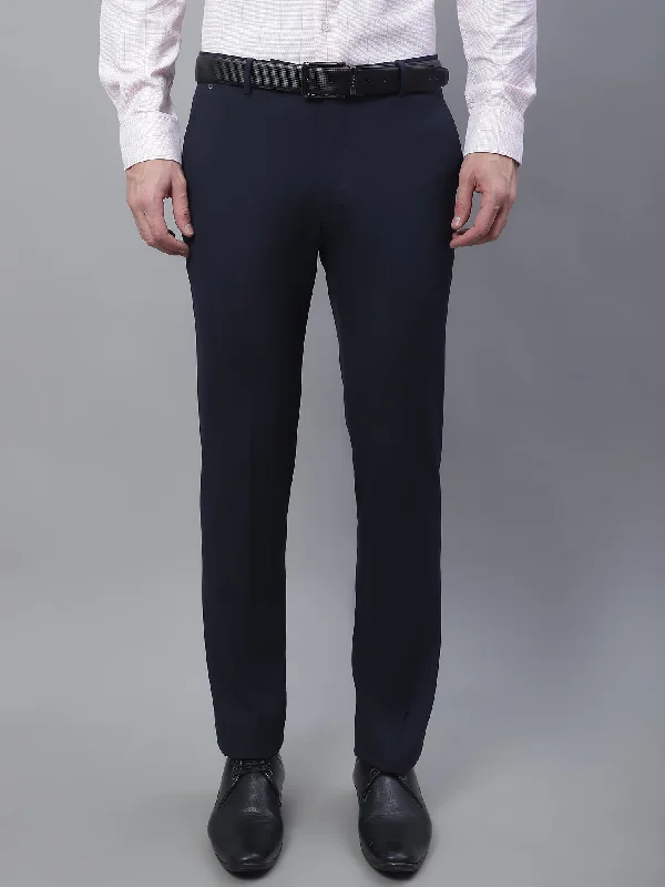 Men's Formal Flat front Navy Blue  Trousers