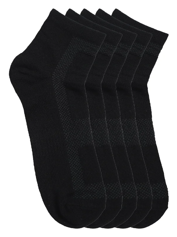 Men's Black Fashion Ankle length Socks -Pack of 5