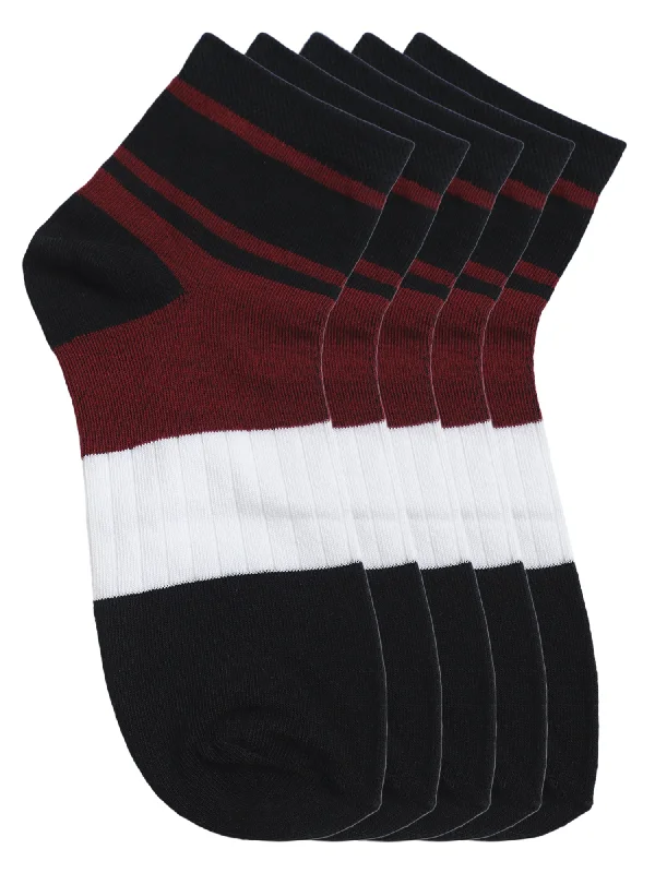 Men's Maroon Fashion Ankle length  Socks -Pack of 5